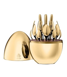 "Mood" 24-piece gilded cutlery set in egg case by Christofle