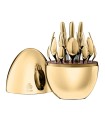 "Mood" 24-piece gilded cutlery set in egg case by Christofle