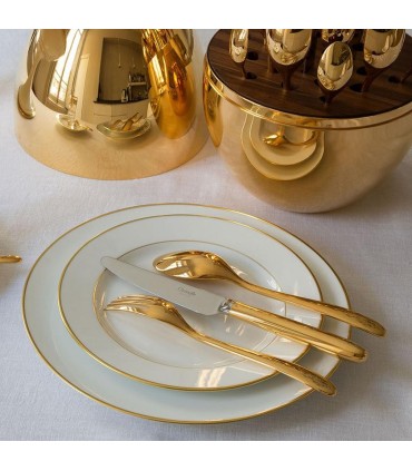 "Mood" 24-piece gilded cutlery set in egg case by Christofle