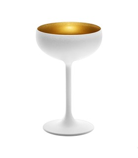 White & gold Olympic cava glass