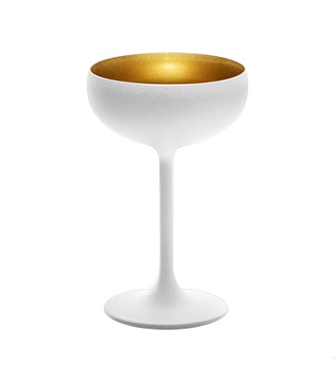 White & gold Olympic cava glass