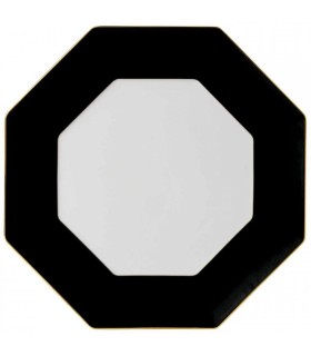 Arris octagonal presentation plate, black 33cm