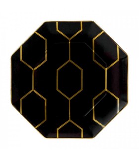 Arris octagonal dessert plate, black 23 cm