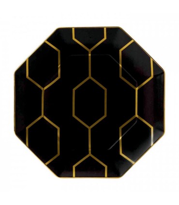 Arris octagonal dessert plate, black 23 cm