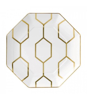 Arris octagonal dessert plate, white 23 cm