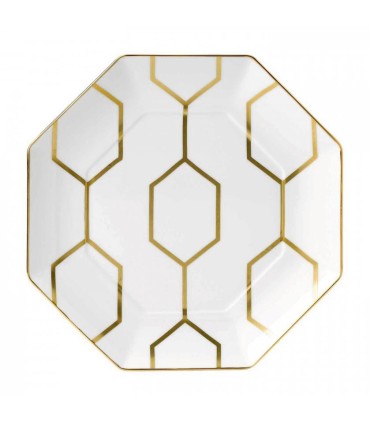 Arris octagonal dessert plate, white 23 cm