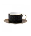 Arris Honeycomb tea cup and saucer, black