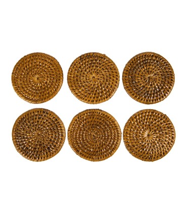Rattan coaster dark set (6 pcs)