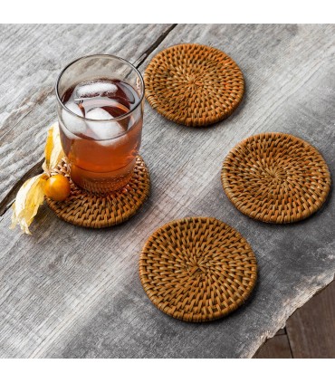 Rattan coaster dark set (6 pcs)
