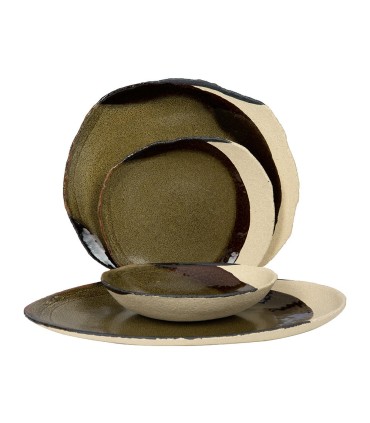 "Wabi" oval dish Khaki