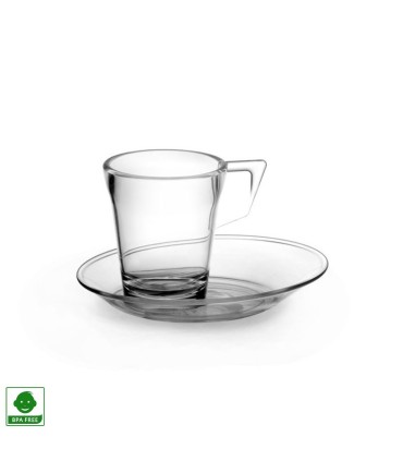 Transparent coffe cup with soucer